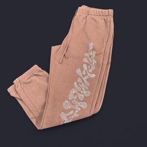 Brown Diamond Splatter Rhinestone Sweatpants